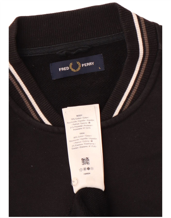 FRED PERRY Veste de Survêtement Homme Large Noir Coton