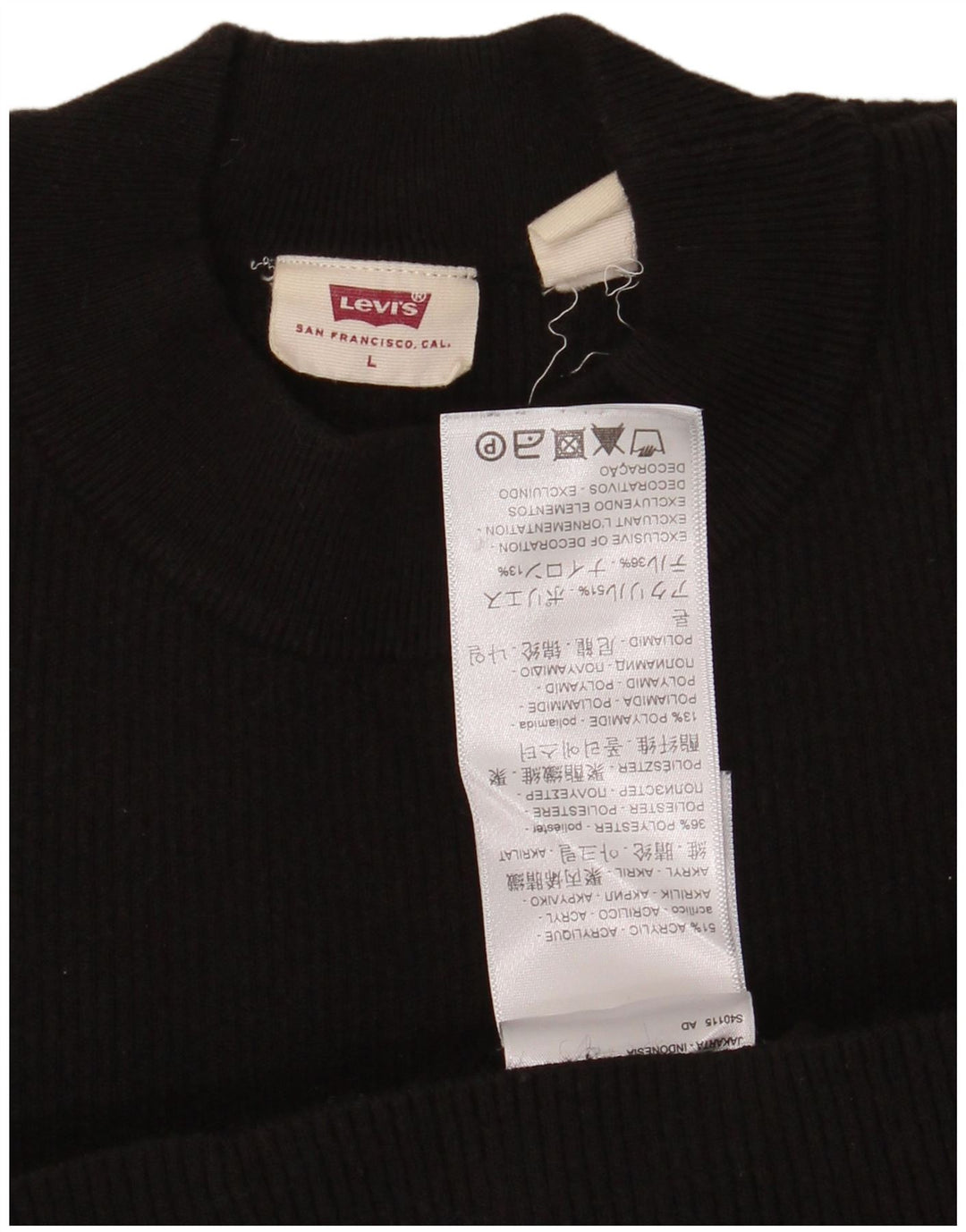 Levi's Pull ras du cou pour femme UK 14 Large Acrylique Noir