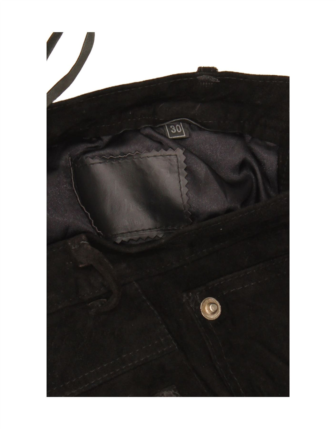 vintage Femmes Daim Casual Shorts W30 Cuir Noir Moyen