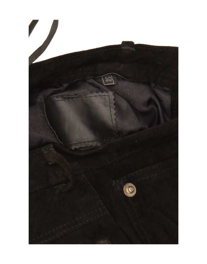 vintage Femmes Daim Casual Shorts W30 Cuir Noir Moyen
