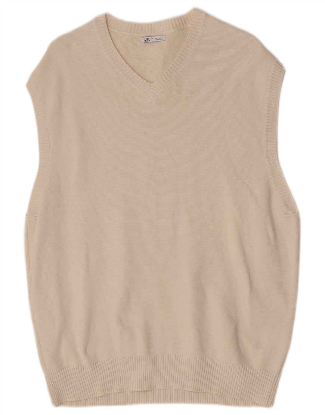 Zara Homme Gilet Débardeur Grand Coton Blanc Cassé