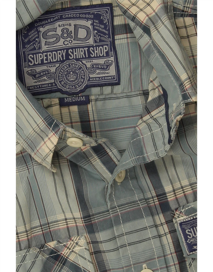 Superdry Chemise Homme Bleu Moyen Carreaux Coton