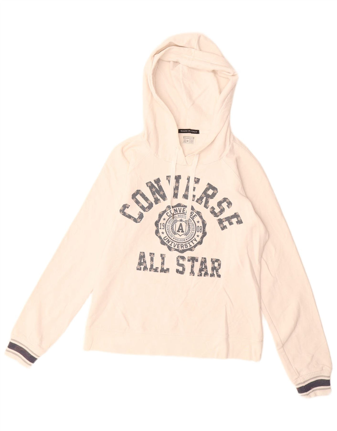 CONVERSE Pull à capuche graphique pour femme UK 12 en coton blanc moyen