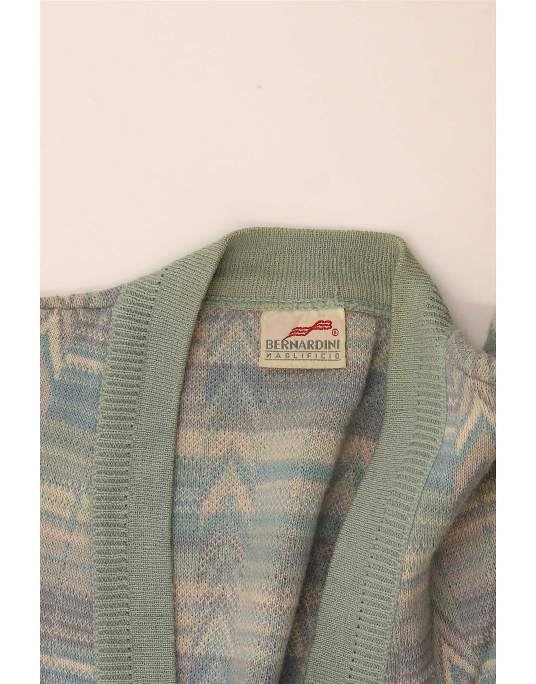Bernardini Homme Cardigan Pull Grande Laine Géométrique Multicolore