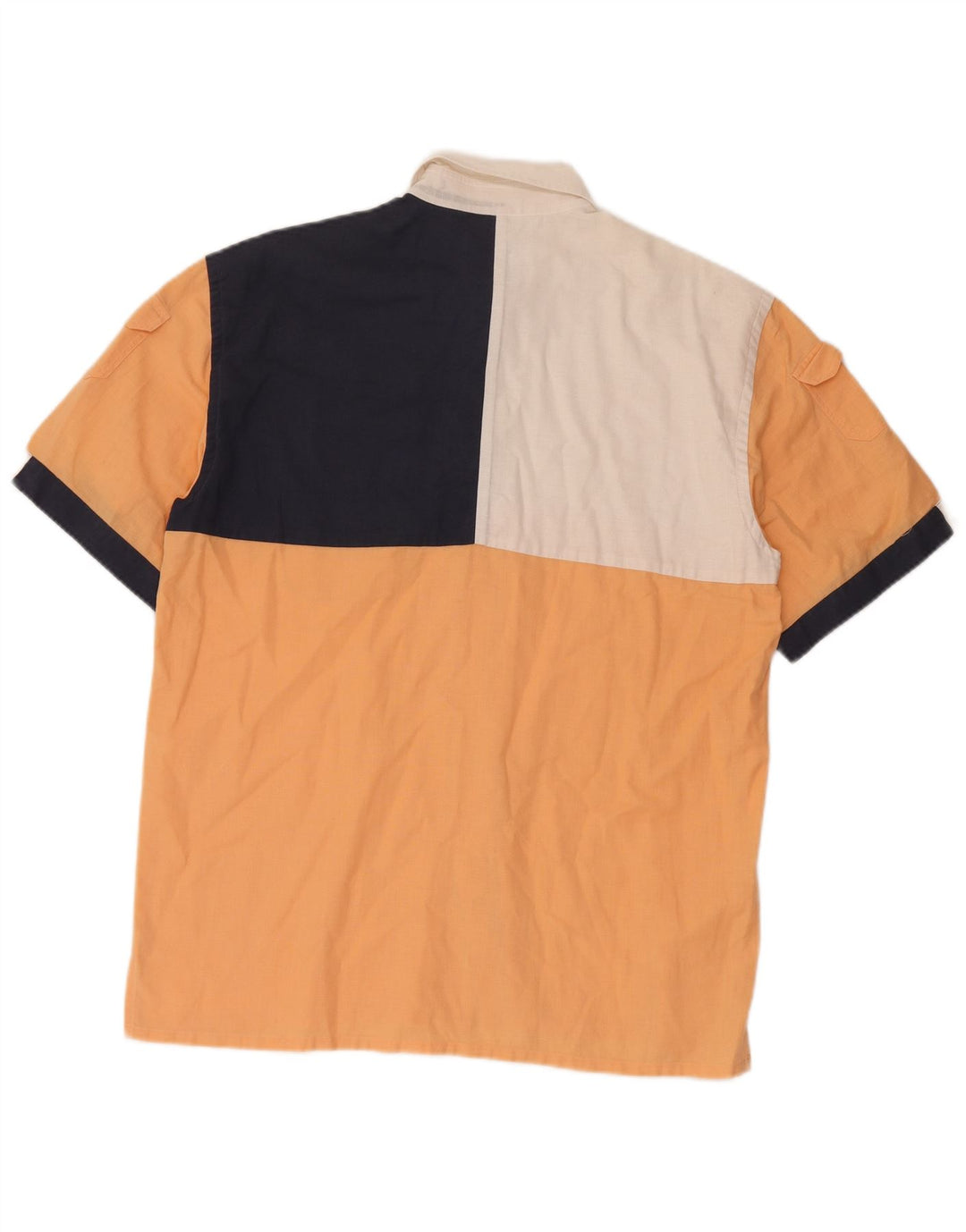 Navigare Chemise à manches courtes pour homme Large Orange Colourblock