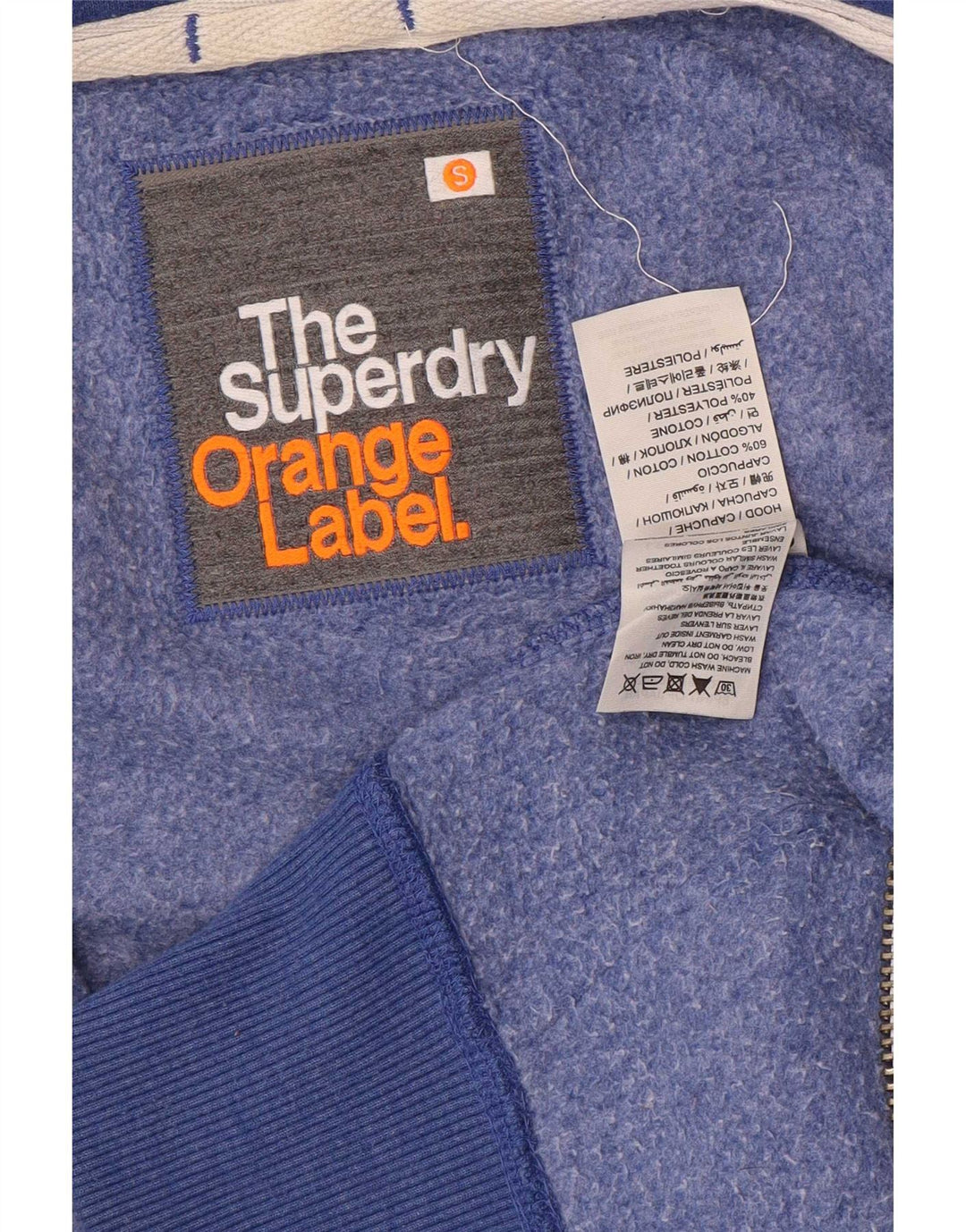 Superdry Pull à capuche zippé en coton bleu petit pour homme