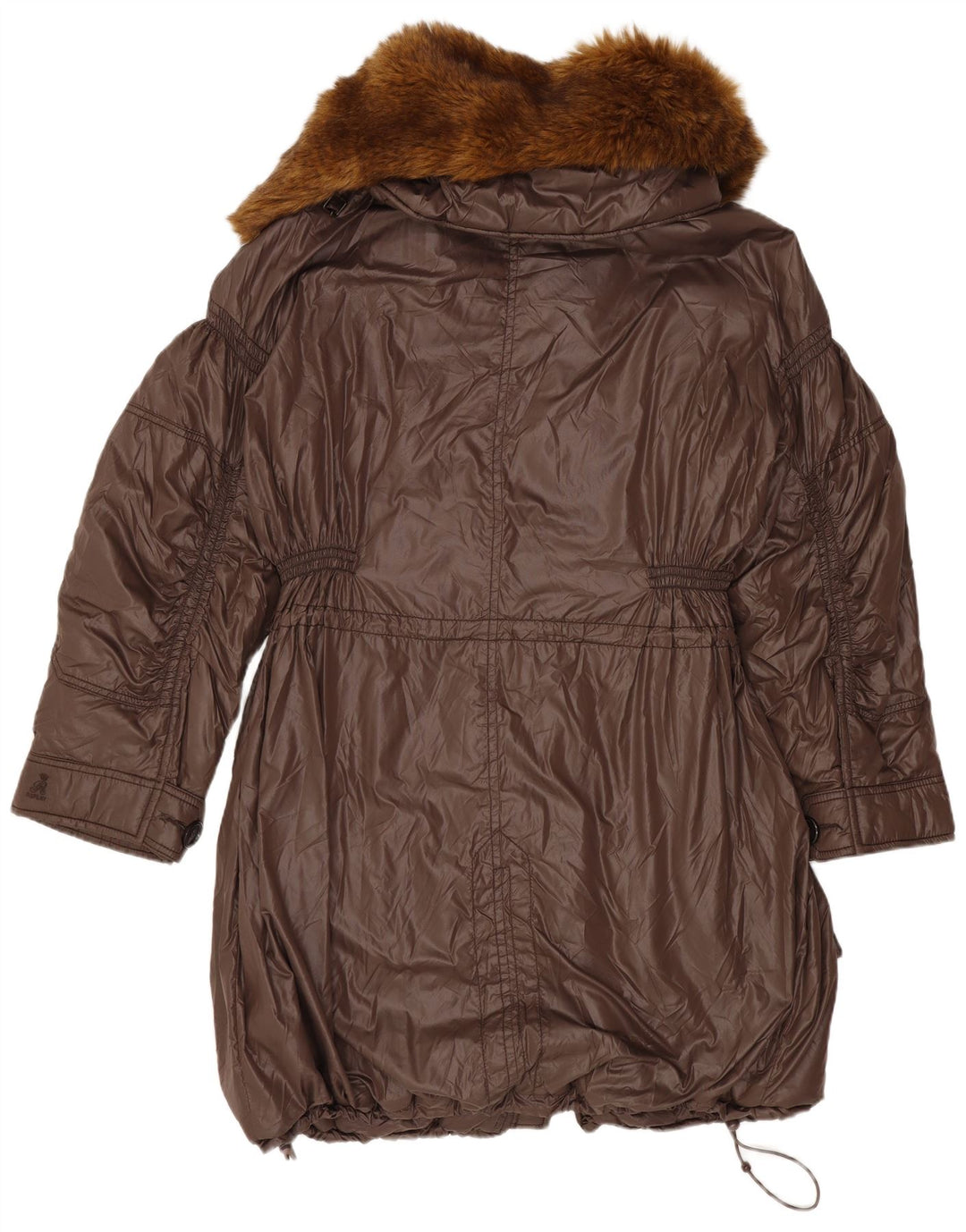 Replay Manteau coupe-vent surdimensionné à capuche pour femme UK 10 Small Marron Polyamide