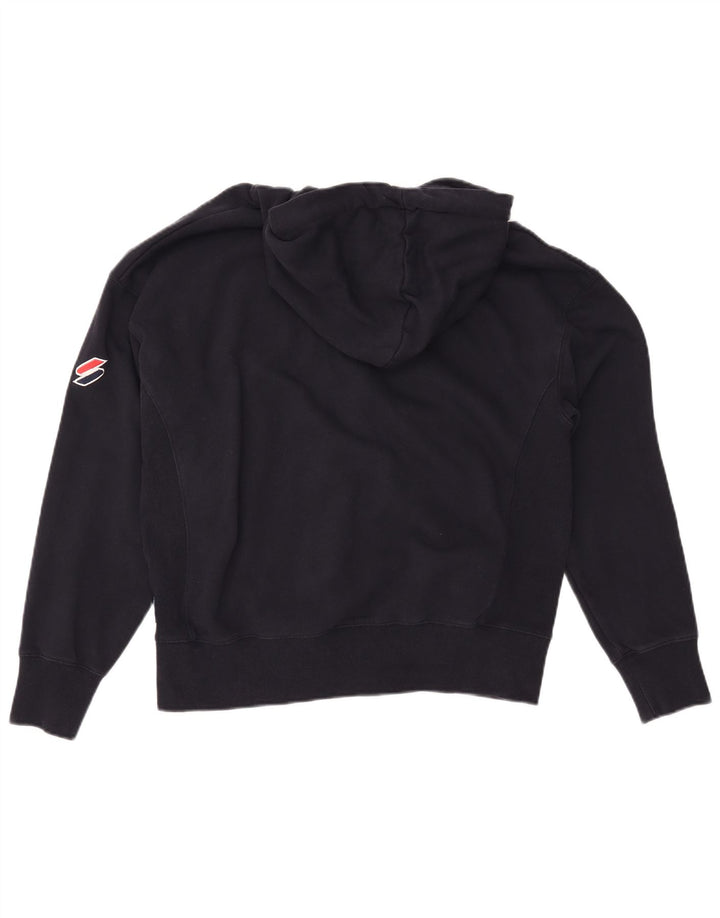 SUPERDRY Pull à capuche zippé pour femme UK 16 Large Bleu marine