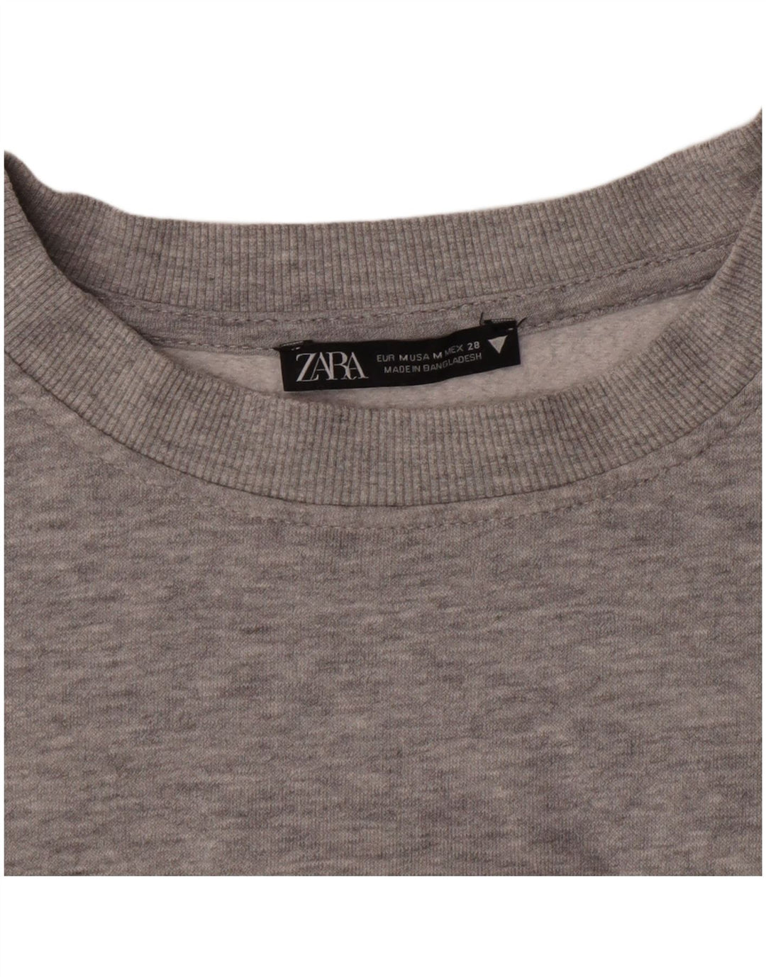 Zara Womens Crop Sweatshirt Jumper UK 12 Gris Moyen