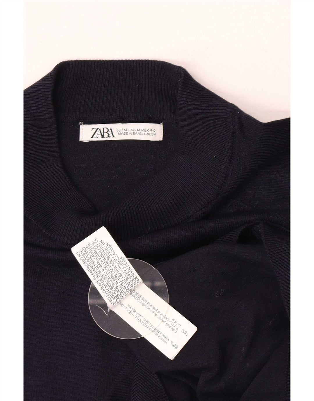 Zara Pull Col Rond Homme Bleu Marine Moyen Viscose