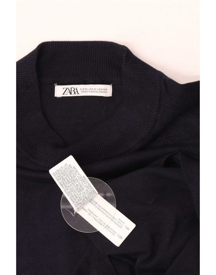 Zara Pull Col Rond Homme Bleu Marine Moyen Viscose