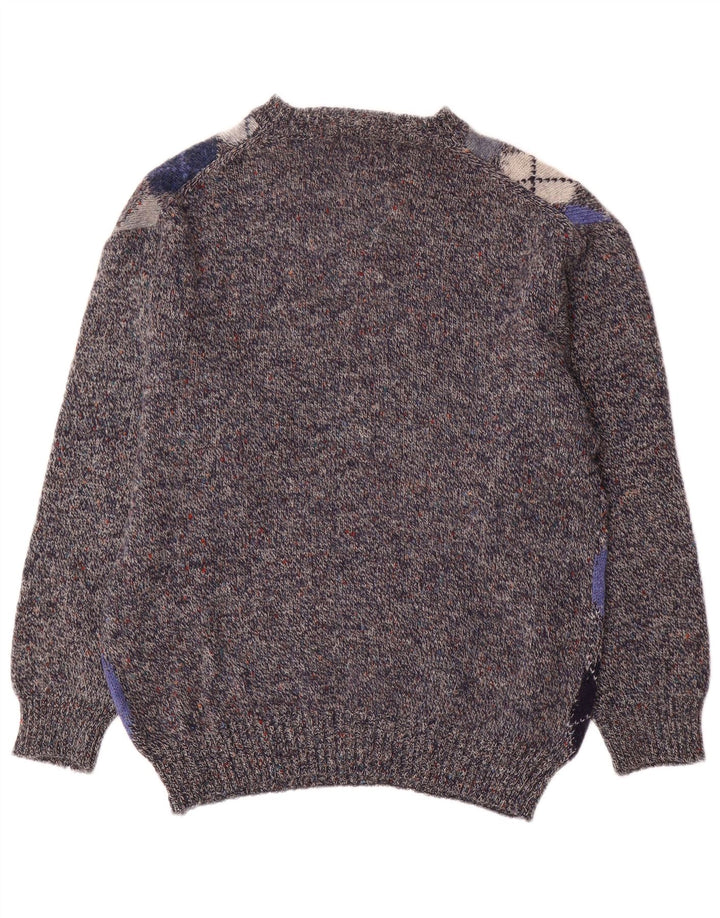 CONTE OF FLORENCE Pull col rond pour homme Petit gris Argyle/Diamant