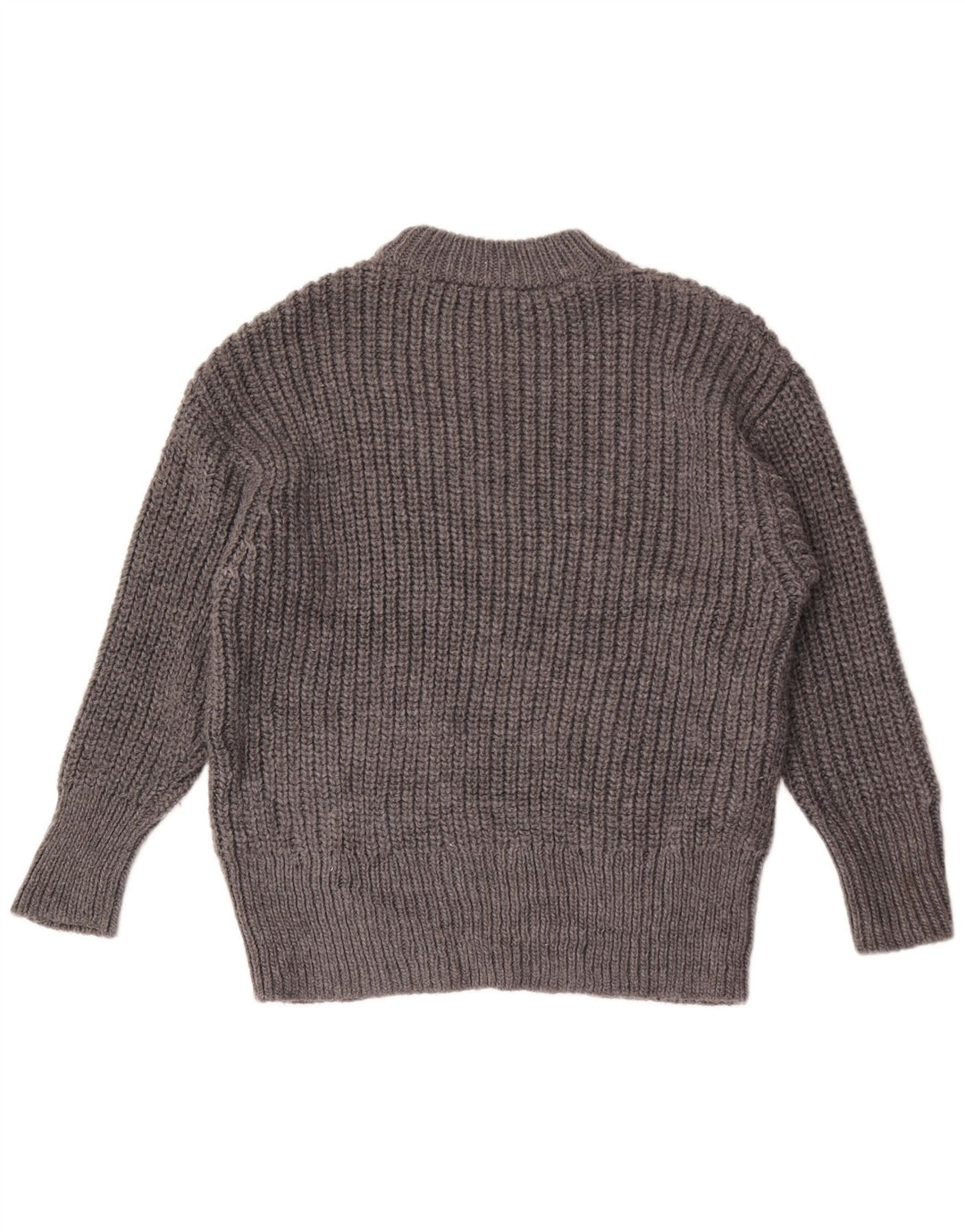 Zara Pull surdimensionné à col bateau pour femme UK 10 Petit Gris Polyester