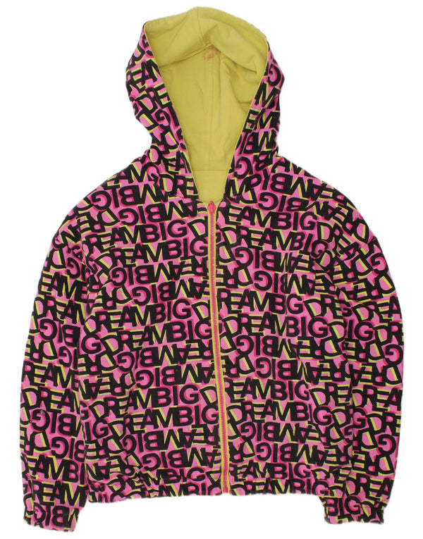 VINTAGE Veste réversible à capuche graphique pour filles 11-12 ans Coton rose