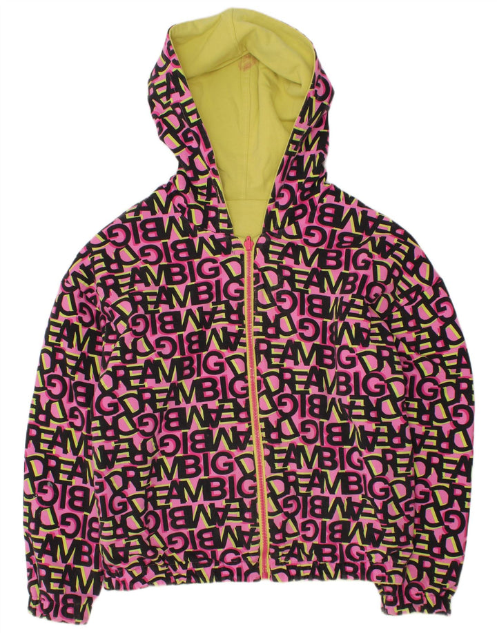 VINTAGE Veste réversible à capuche graphique pour filles 11-12 ans Coton rose