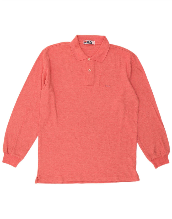 FILA Polo à Manches Longues Homme IT 48 Rose Moyen Coton