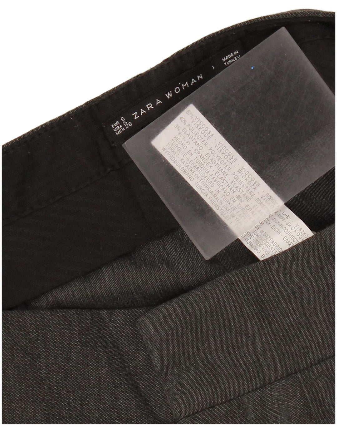 Zara Femme Pantalon Capri Sarouel Petit W26 L20 Gris Viscose