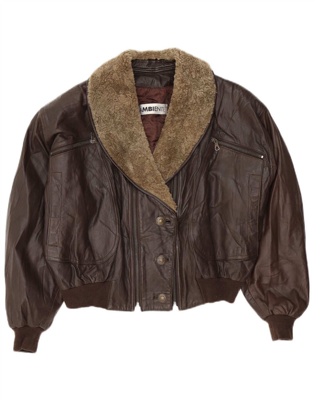 Ambiente Veste en cuir surdimensionnée pour femme UK 12 Cuir marron moyen