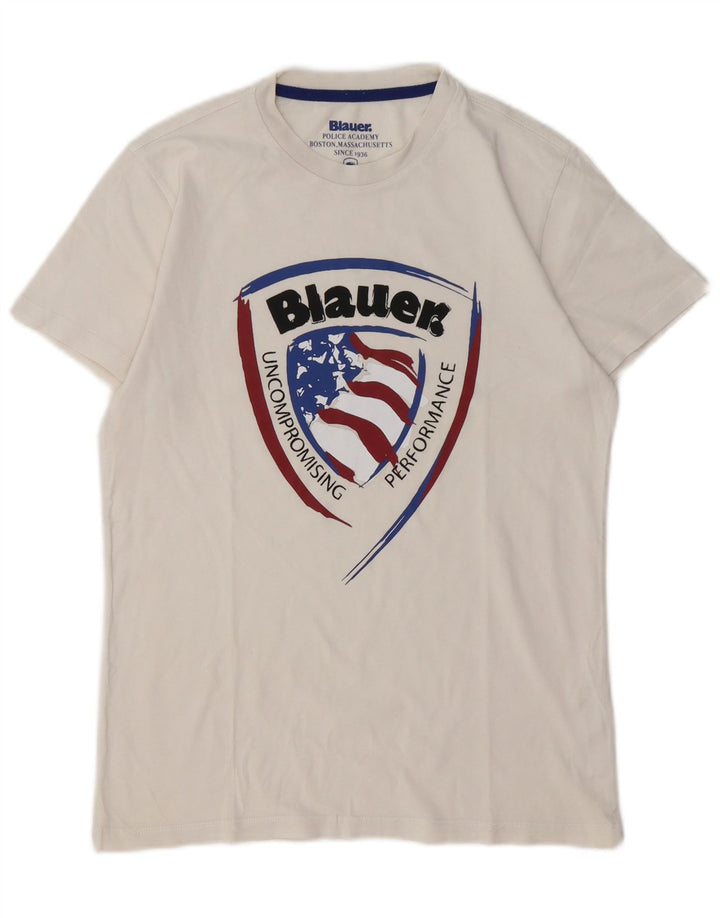 BLAUER T-Shirt Graphique Garçon 13-14 Ans Blanc Coton