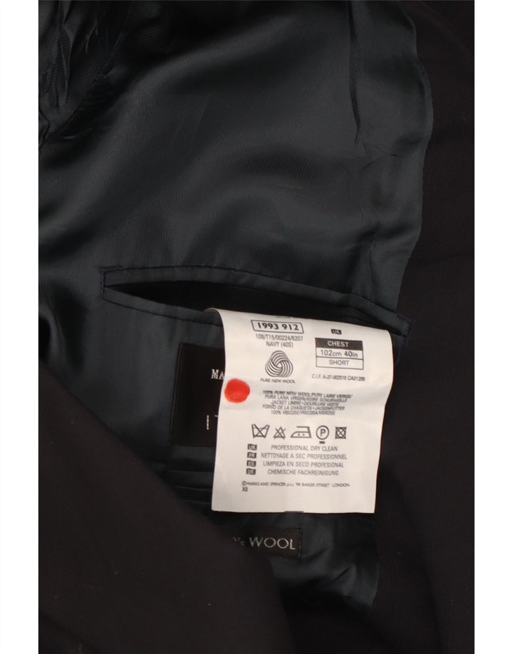 Marks & Spencer Veste blazer double boutonnage pour homme UK 40 Bleu marine moyen