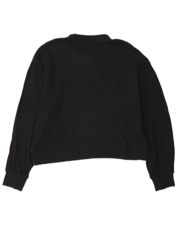 Vans Sweat-shirt court surdimensionné à col boutonné pour femme UK 10 Petit Noir