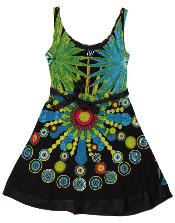 Desigual Robe d'été graphique pour femme UK 44 Grand coton géométrique multicolore