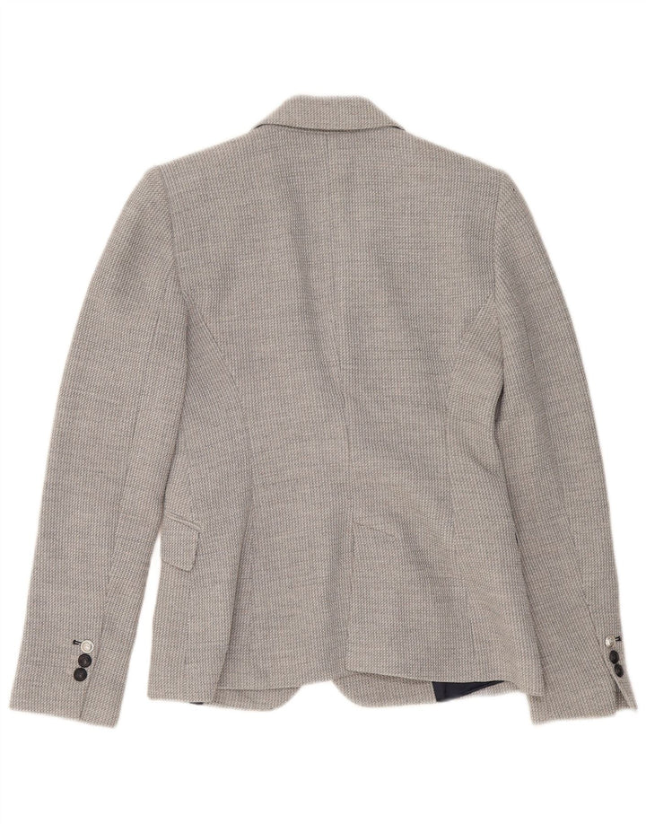 Zara Veste Blazer 2 Boutons Femme UK 10 Petite Viscose Grise