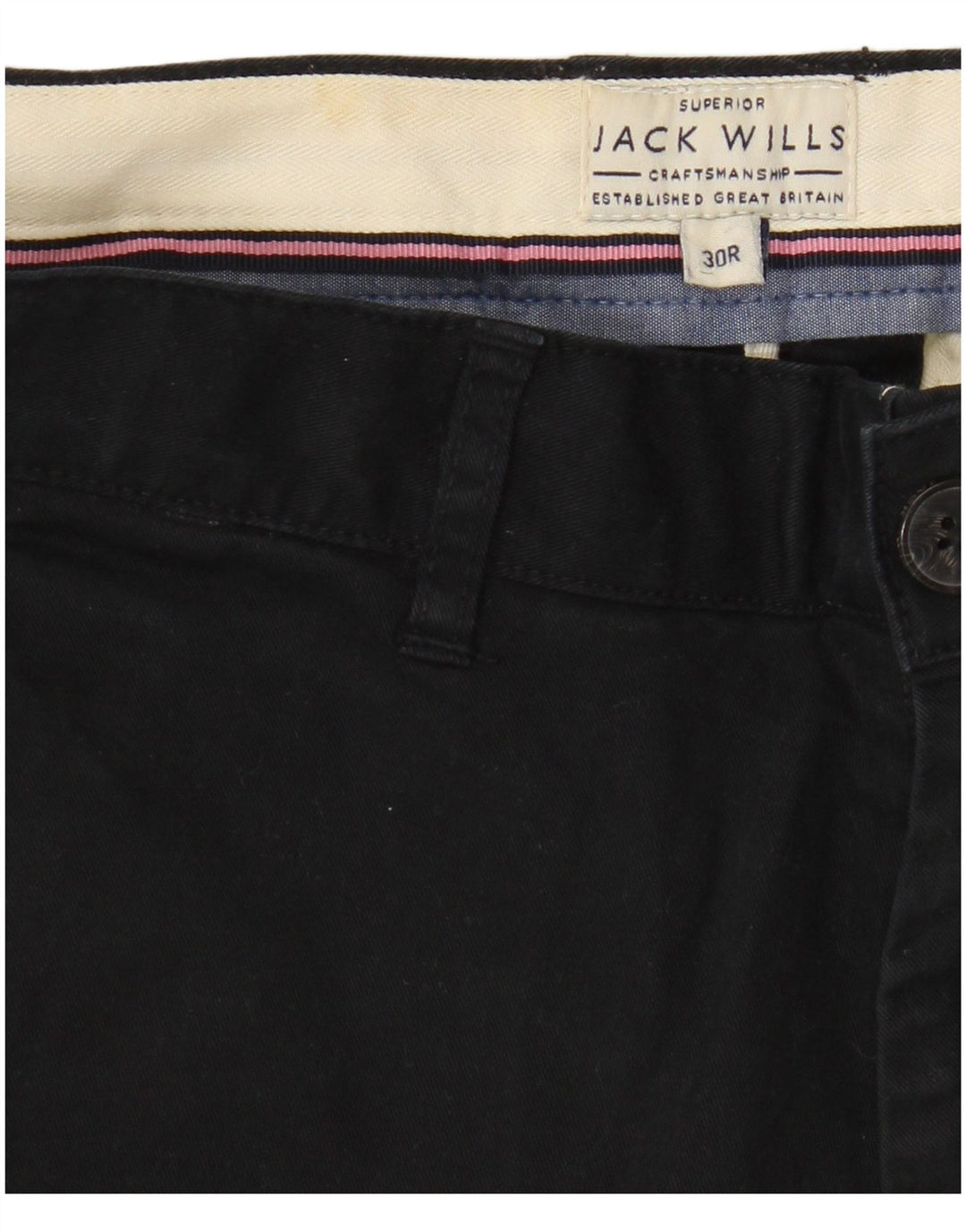 Jack Wills Short Chino Homme W30 Coton Noir Moyen