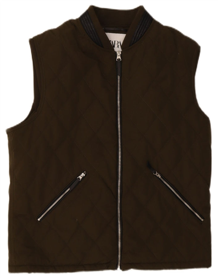 Zara Gilet matelassé pour homme UK 40 Large Kaki Polyester