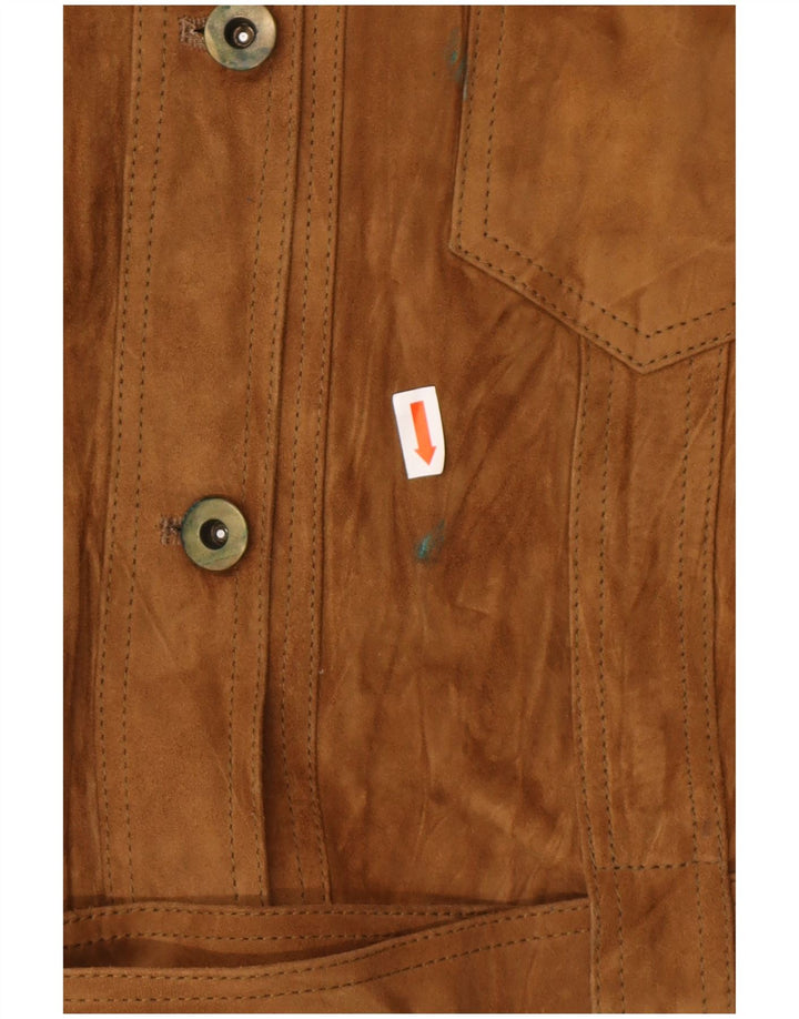 VINTAGE Veste militaire en daim pour femme IT 42 Cuir marron moyen