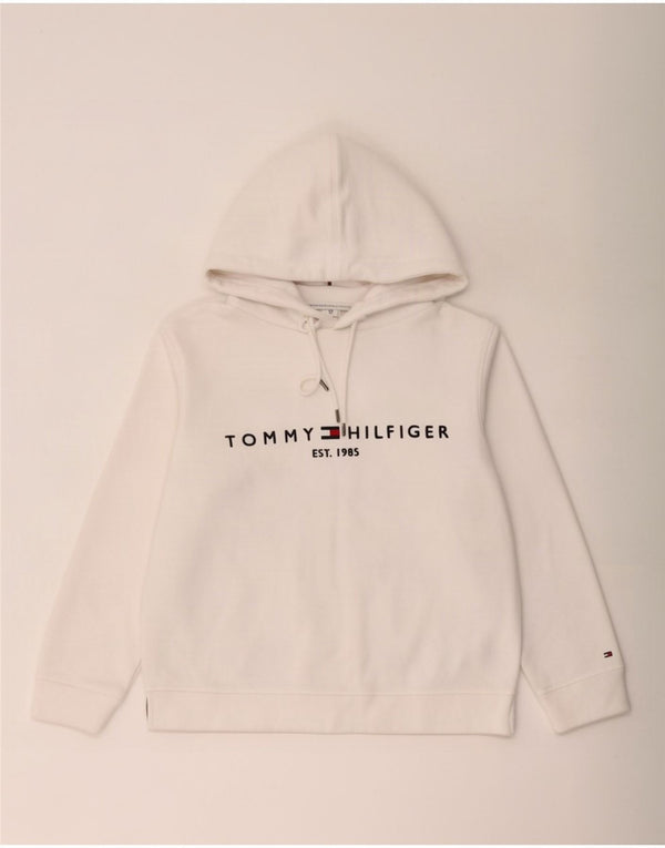 Tommy Hilfiger Pull à capuche surdimensionné graphique pour femme UK 10 Petit Blanc