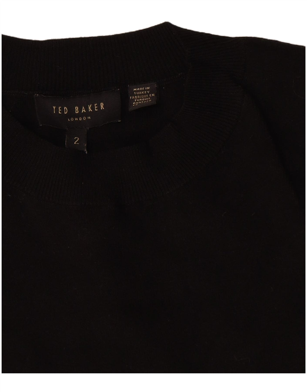 Ted Baker Pull graphique à col rond pour femme Taille 2 Petit Noir