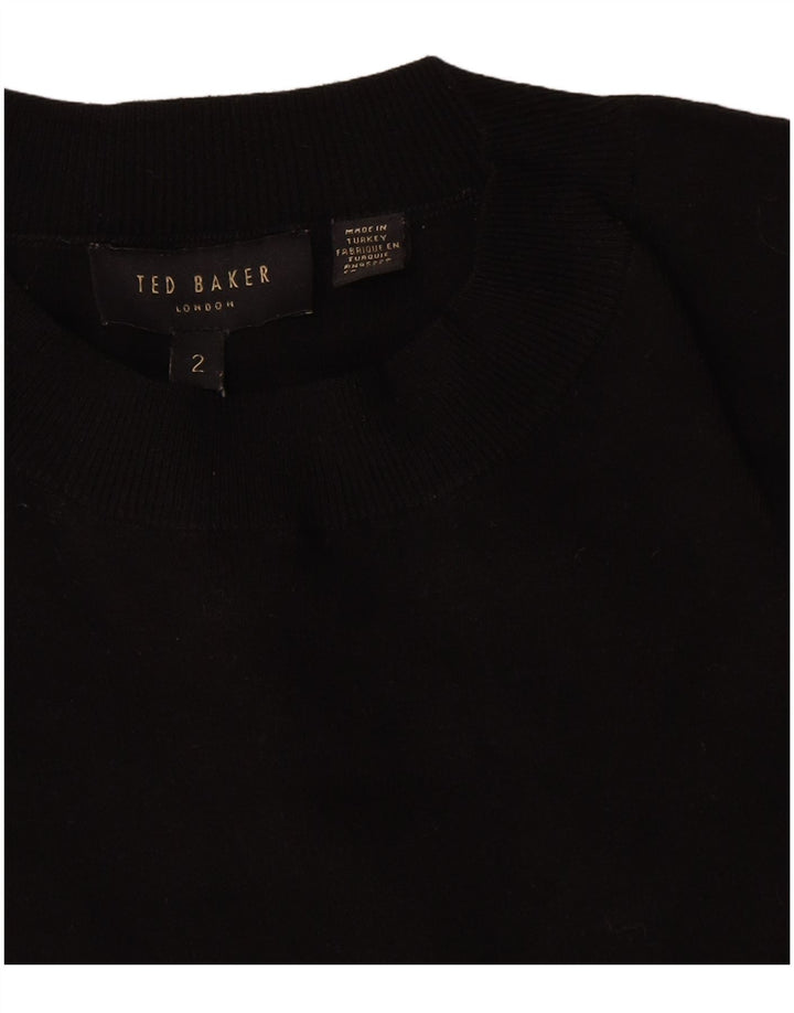 Ted Baker Pull graphique à col rond pour femme Taille 2 Petit Noir