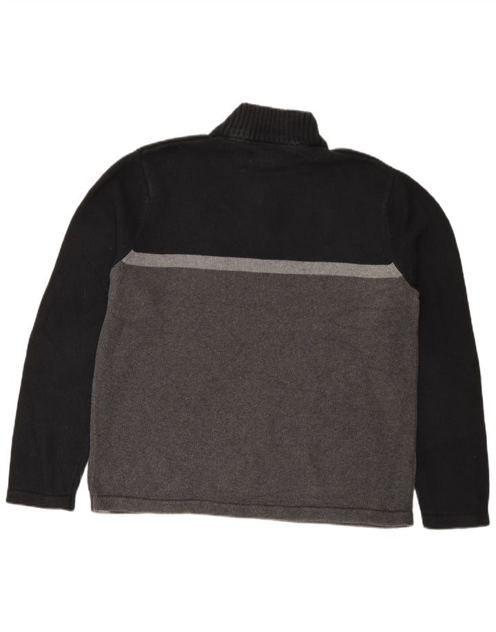 Eddie Bauer Pull à col zippé pour homme Grand coton color block noir