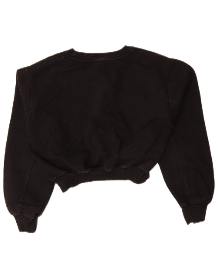 Zara Womens Crop Sweatshirt Jumper UK 10 Petit Noir