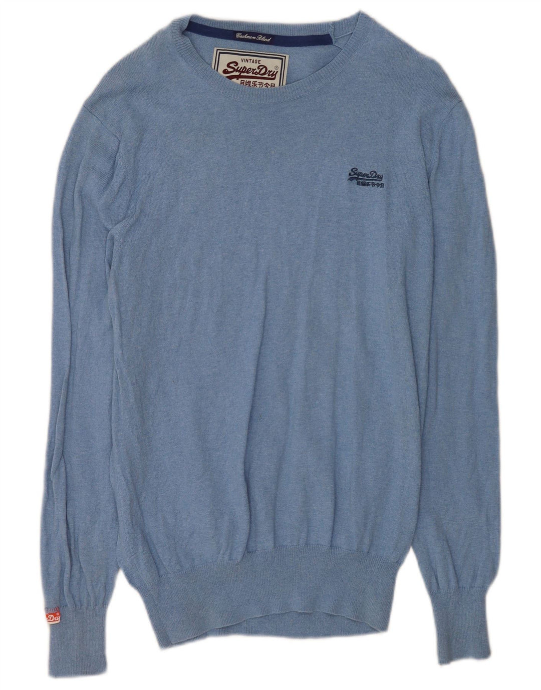 Superdry Pull à col bateau pour homme en coton bleu moyen