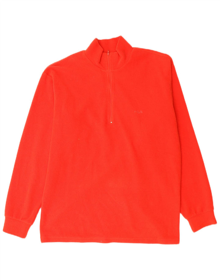 Fila Pull polaire à col zippé pour homme IT 48 Rouge moyen Polyester