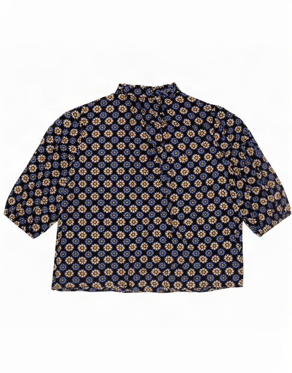 Marks & Spencer Haut chemisier à nouer sur le devant pour femme UK 16 Grand bleu marine floral