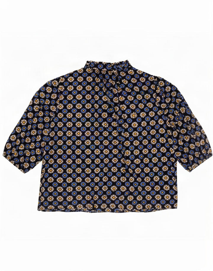 Marks & Spencer Haut chemisier à nouer sur le devant pour femme UK 16 Grand bleu marine floral