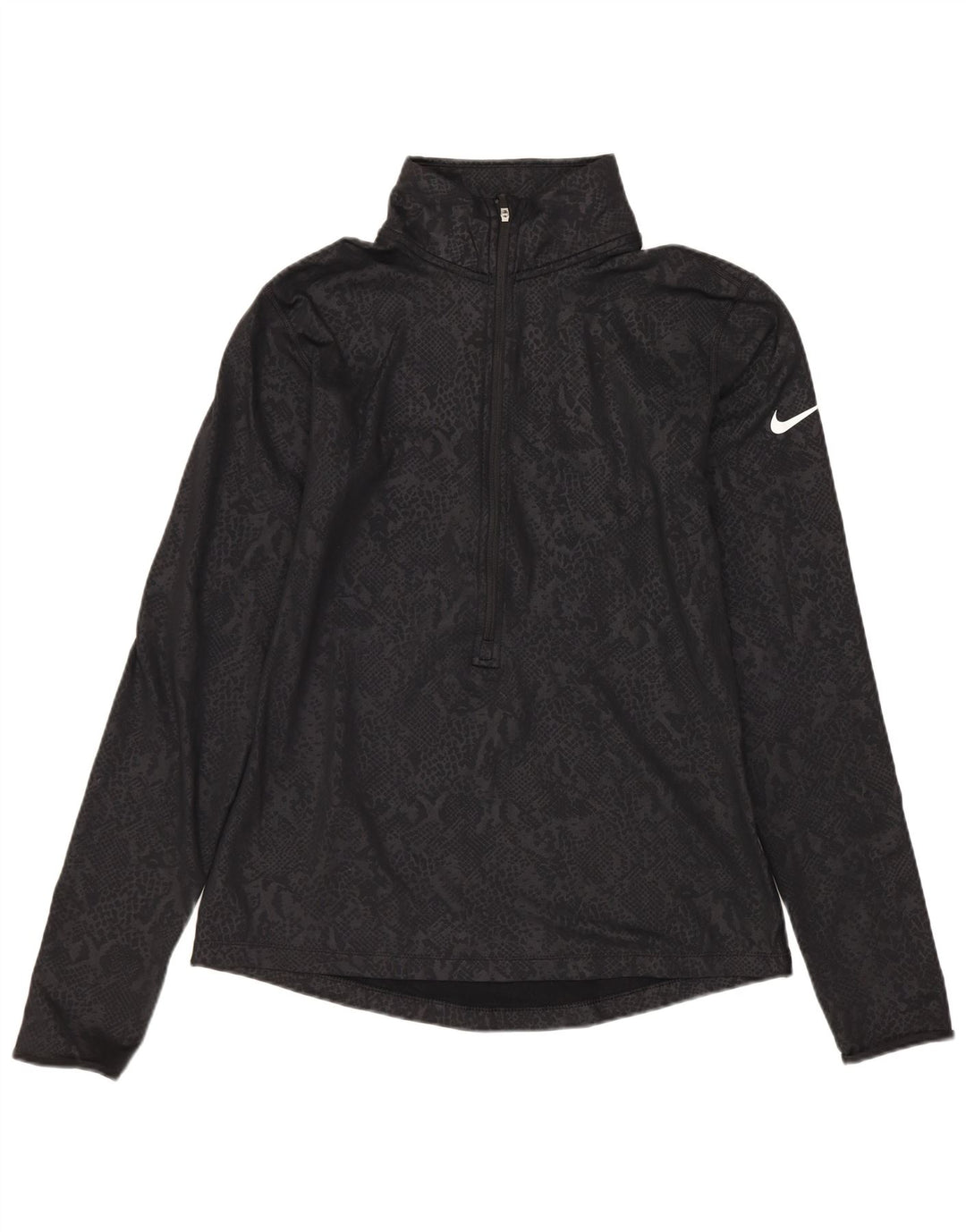 NIKE Haut de survêtement Dri Fit pour femme UK 12 Noir moyen imprimé animal