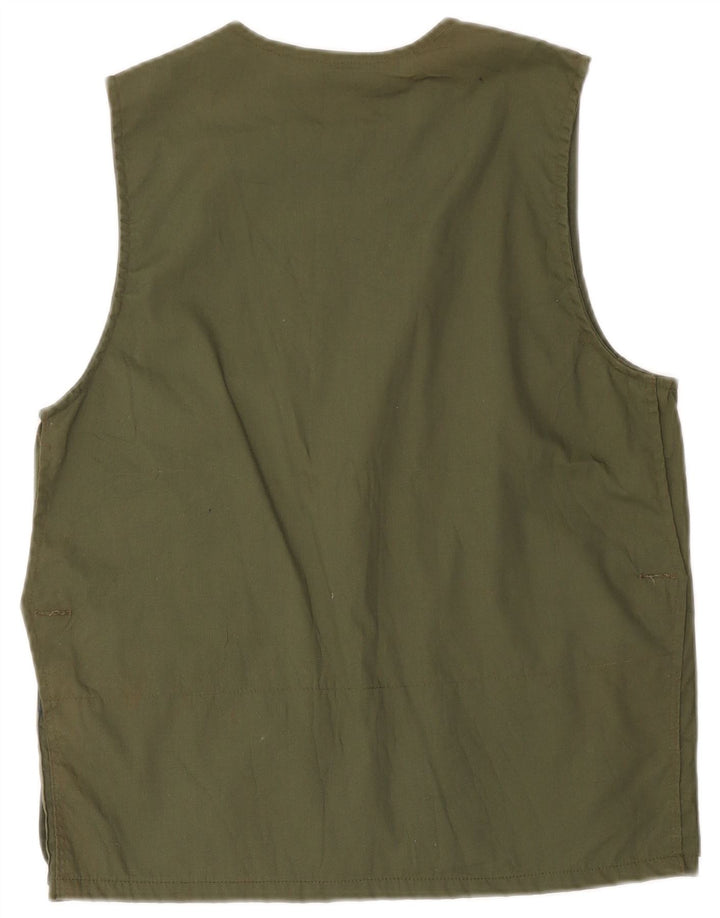vintage Mens Utility Gilet IT 46 Petit Coton Kaki