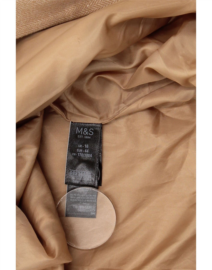 Marks & Spencer Manteau pour femme UK 16 Large laine beige à chevrons