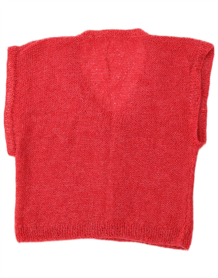 VINTAGE Femmes Crop Vest Débardeur UK 14 Rose Moyen