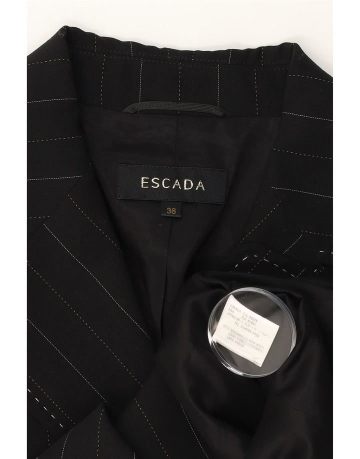 ESCADA Womens Oversized 3 Button Blazer Jacket EU 38 Medium Black Striped Vintage Escada and Second-Hand Escada from Messina Hembry 