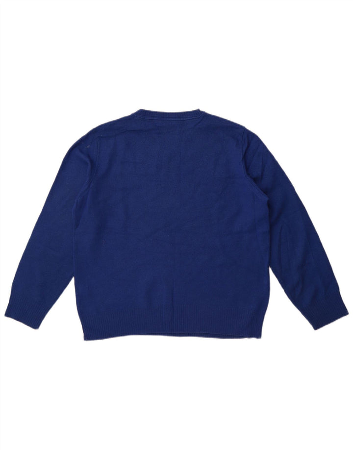 Marks & Spencer Pull autographe à col en V pour femme UK 16 Large Bleu