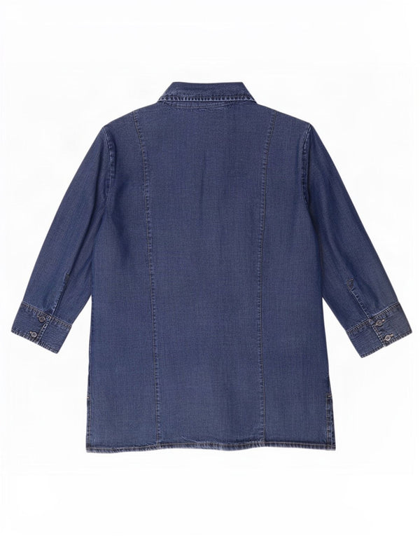Marks & Spencer Chemise en jean à manches 3/4 pour femme UK 12 Bleu moyen Lyocell