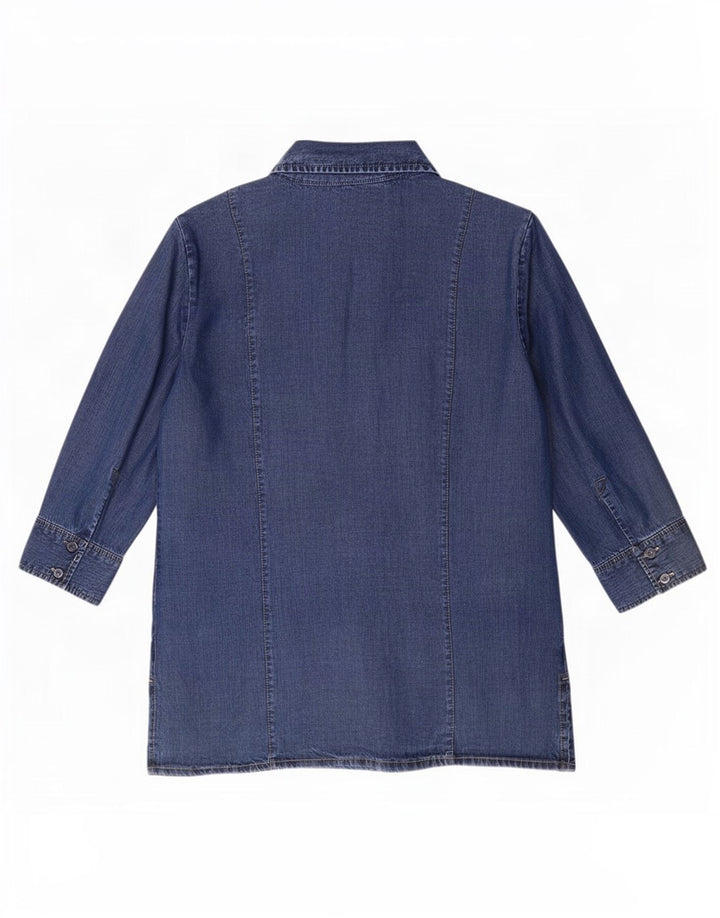 Marks & Spencer Chemise en jean à manches 3/4 pour femme UK 12 Bleu moyen Lyocell
