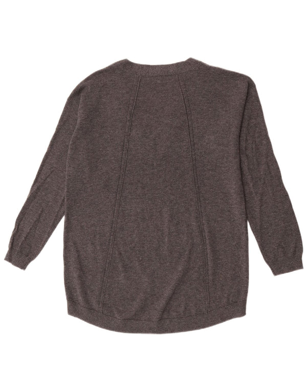 Fat Face Pull surdimensionné à col en V pour femme UK 12 Laine gris moyen