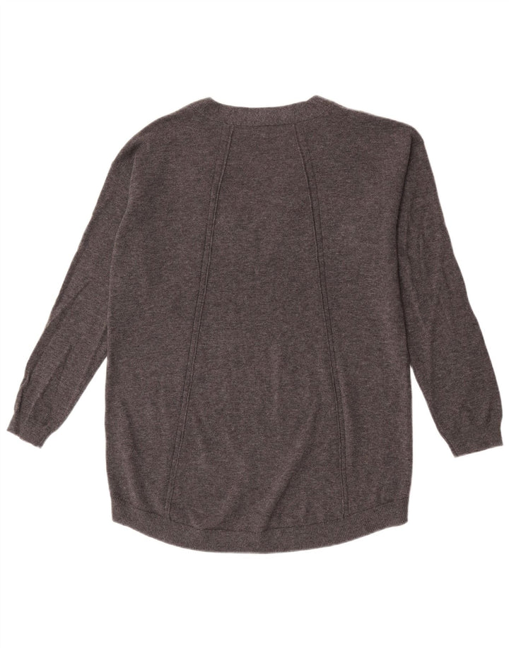 Fat Face Pull surdimensionné à col en V pour femme UK 12 Laine gris moyen