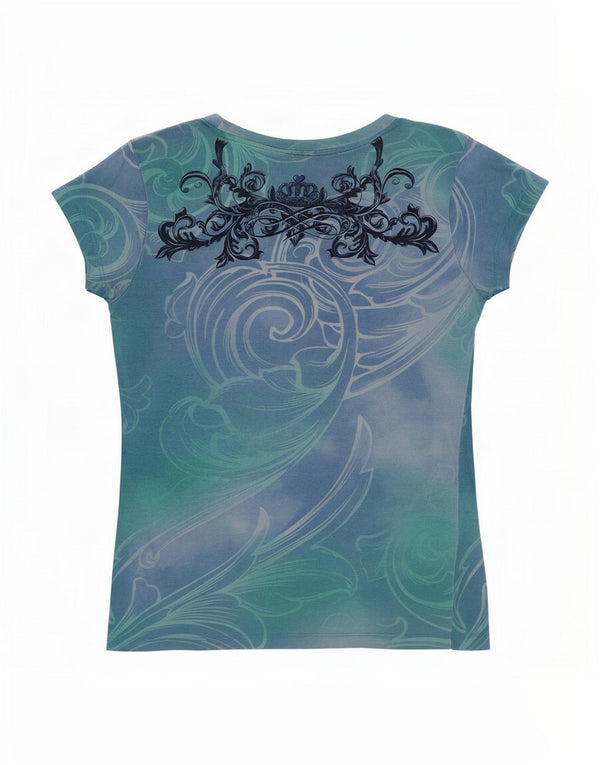 Hard Rock Cafe Femmes Rome Graphic T-Shirt Top UK 8 Small Multicolore